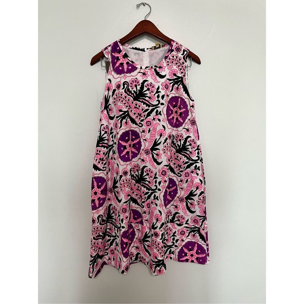 Roberta Roller Rabbit Pink & Purple Vintage Print Sleeveless Sheath Dress sz XS